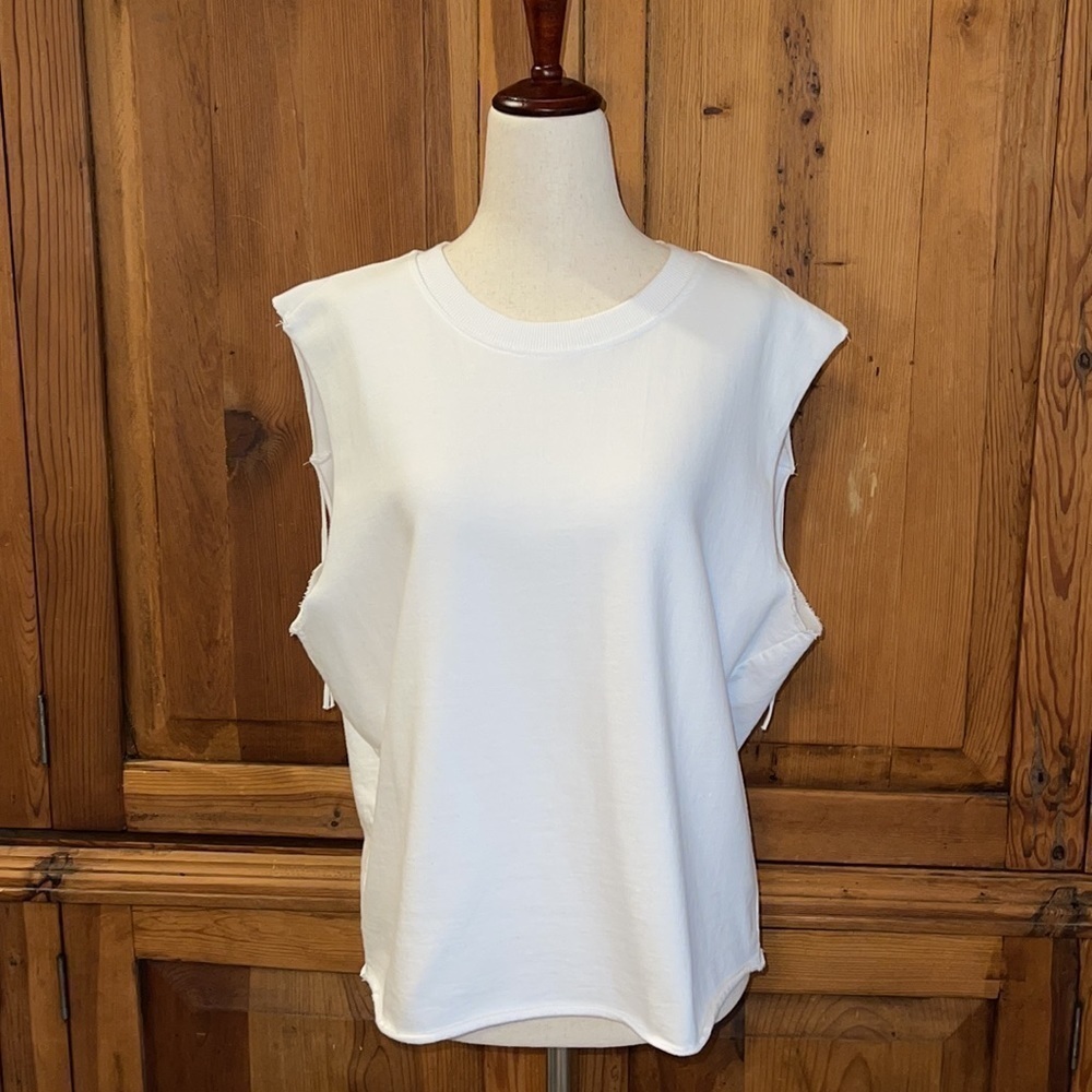 RD Style White Sleeveless Crew Sleeveless Sweatshirt Sz. S